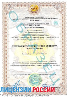 Образец сертификата соответствия аудитора №ST.RU.EXP.00014299-1 Кизляр Сертификат ISO 14001